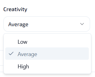 Set Creativity Level