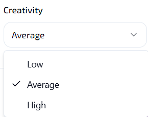 Adjust the Creativity Level