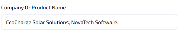 Enter Company or Product Details