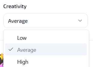 Choose Creativity Level