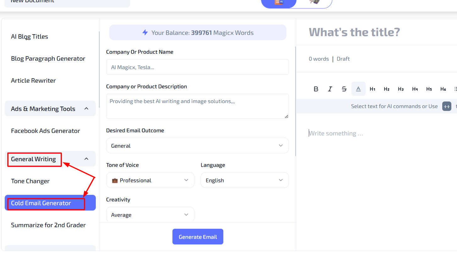 Find the Cold Email Generator