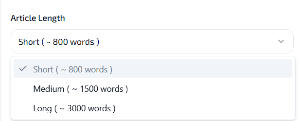 Select the Article Length