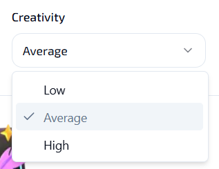Choose Creativity Level